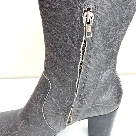 Ugg Ashur 5760 Boots Womens EU 38 US 7 Gray Crinkled Leather Knee High Boho - Picture 4 of 16
